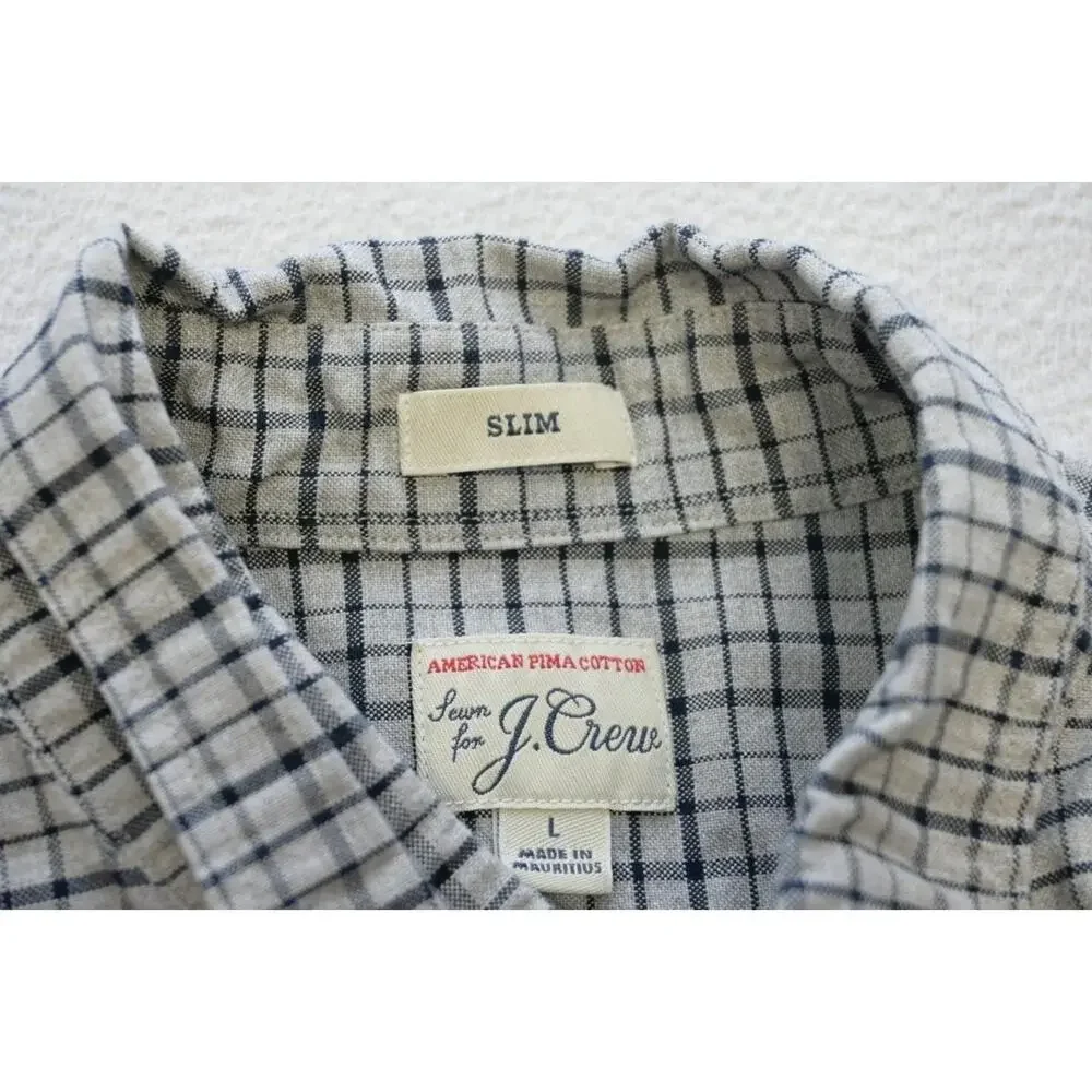 J Crew Slim Fit Dress Shirt Plaid Casual Button Up‎ Front Pocket Mens Sz Large
